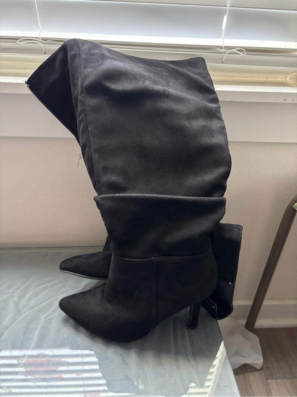 Source Unknown Black Over-the-Knee Pointed Toe Stiletto Boots